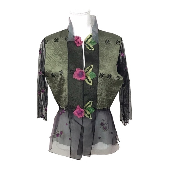 Lee Andersen Art to Wear Jacket Mesh Embroidery S - Picture 1 of 14